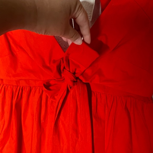 Free People NWT Balloon Sleeve Open Back Tie Front Top Size XS Red Orange - Picture 5 of 16